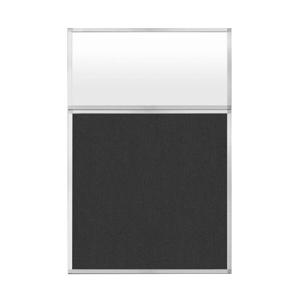 Versare Hush Panel Configurable Cubicle Partition 4' x 6' W/ Window Black Fabric Frosted Window 1850602-3 - main
